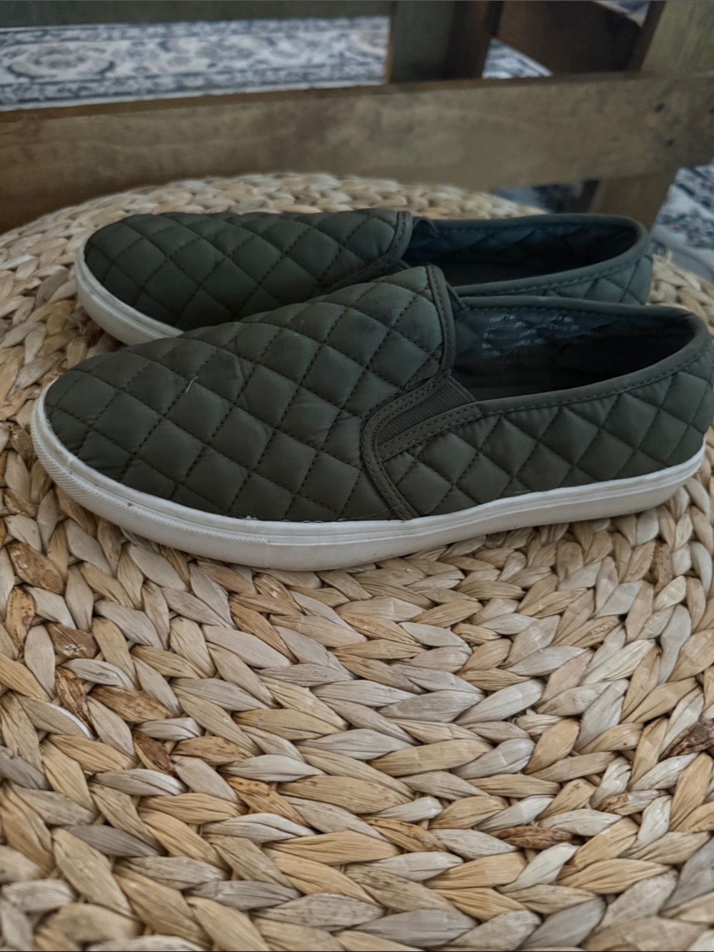 Quilted Slip-On Sneakers - Olive Green
